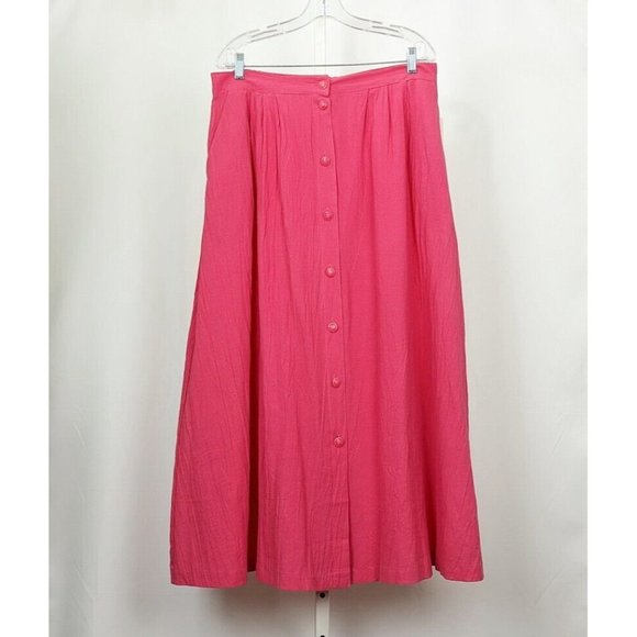 Vintage 80s Skirt Jacket Set Pink Oversize Midi Misses Size L XL - Picture 6 of 16